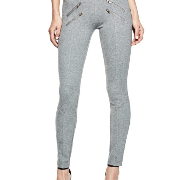 Guess Anja Gold Zipper Ponte Leggings Pants Large - Picture 3 of 8